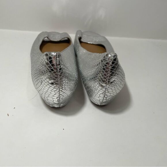 Steve Madden Snakeskin Silver Peep Toe Heeled Sandals - Picture 6 of 8